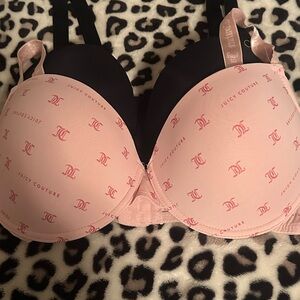 Juicy Couture Black and Pink Logo Bra